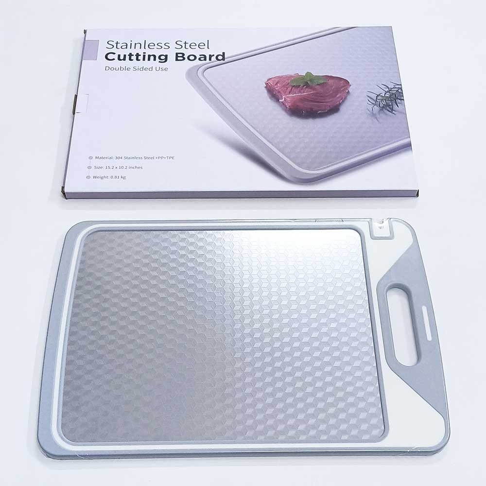 Double Sided 304 Stainless Steel Cutting Board with Diamond-Patterned