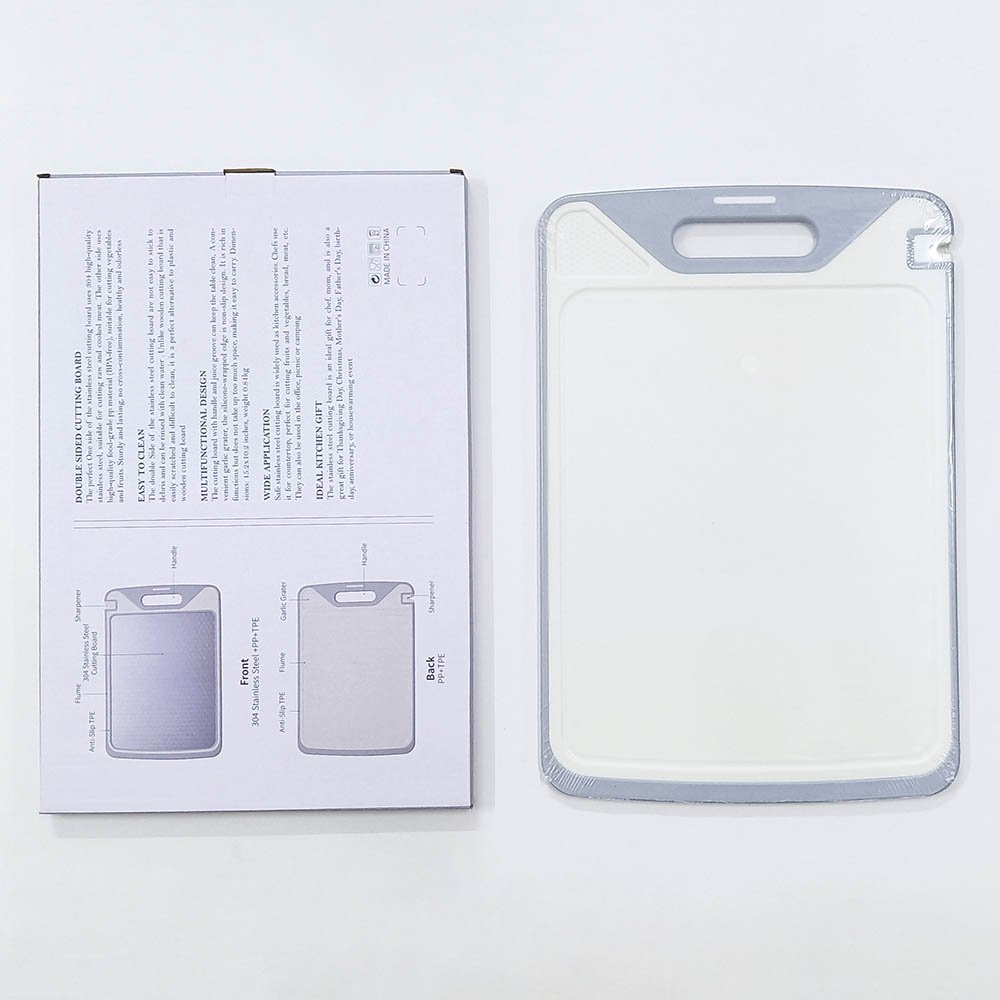 Double Sided 304 Stainless Steel Cutting Board with Diamond-Patterned