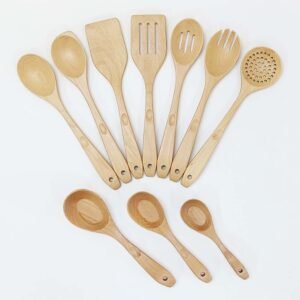 10 Pieces Beechwood Utenails Set With Spatula Spoon Ladle