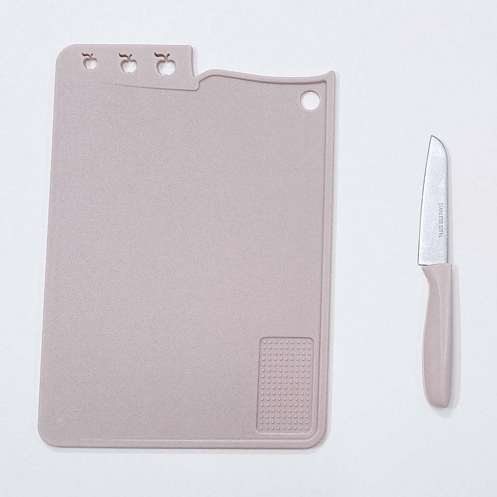 Double Sided Plastic Cutting Board with Knife