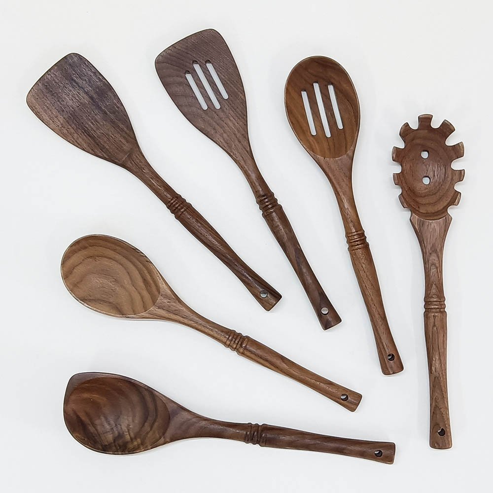 Natural Black Walnut Wooden Kitchen Utensils Set