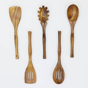 5Pcs 12 Inch Acacia Wooden Kitchen Utensils Set
