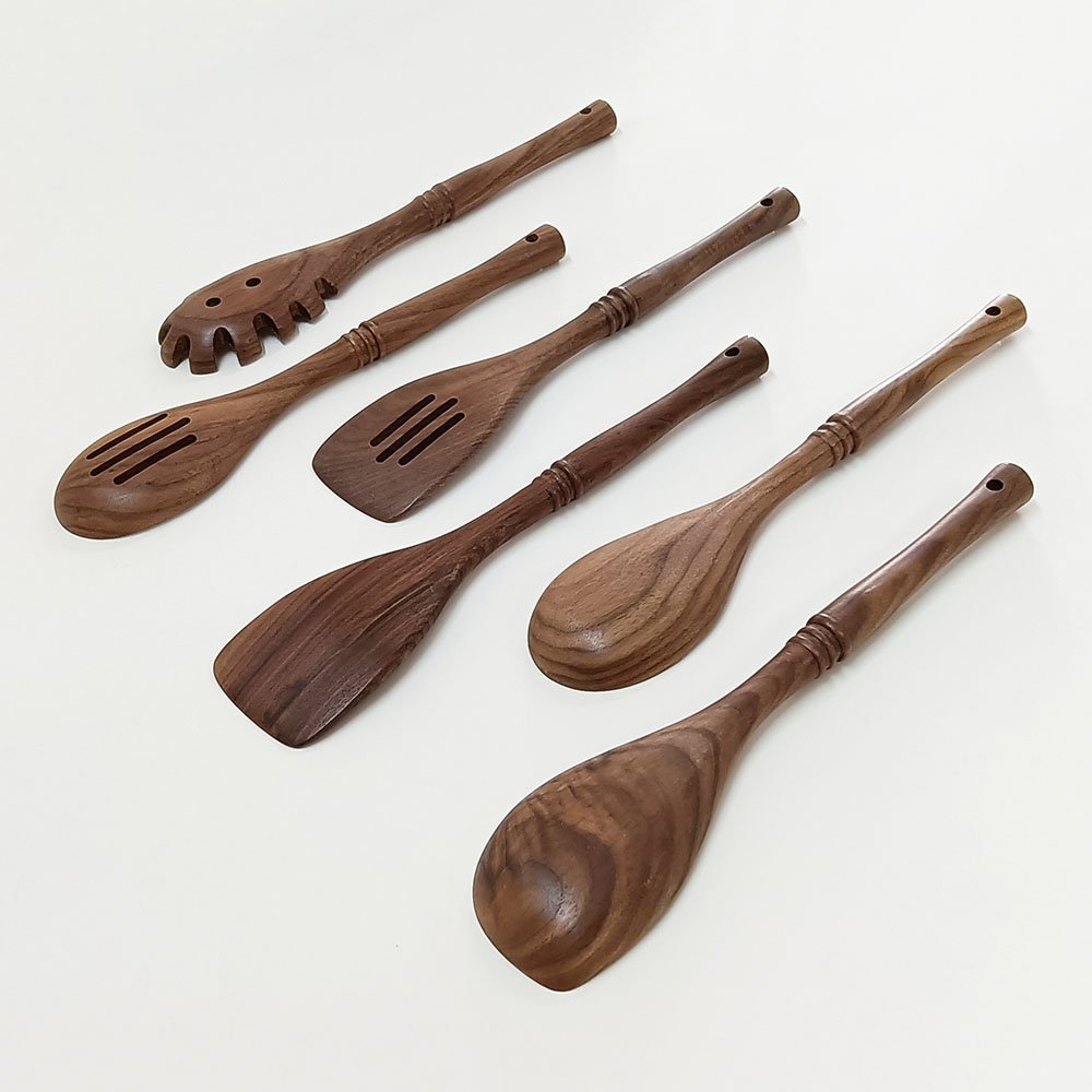 Natural Black Walnut Wooden Kitchen Utensils Set