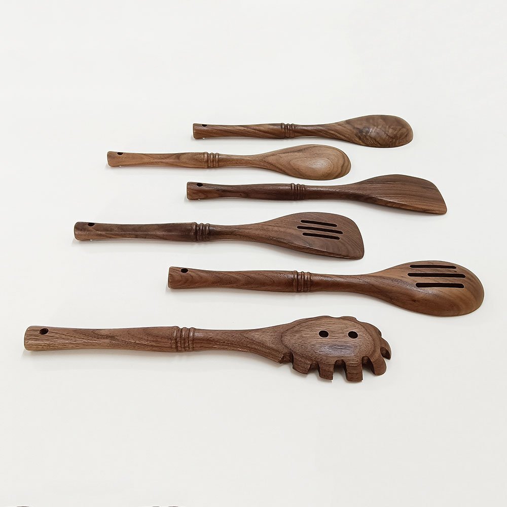 Natural Black Walnut Wooden Kitchen Utensils Set