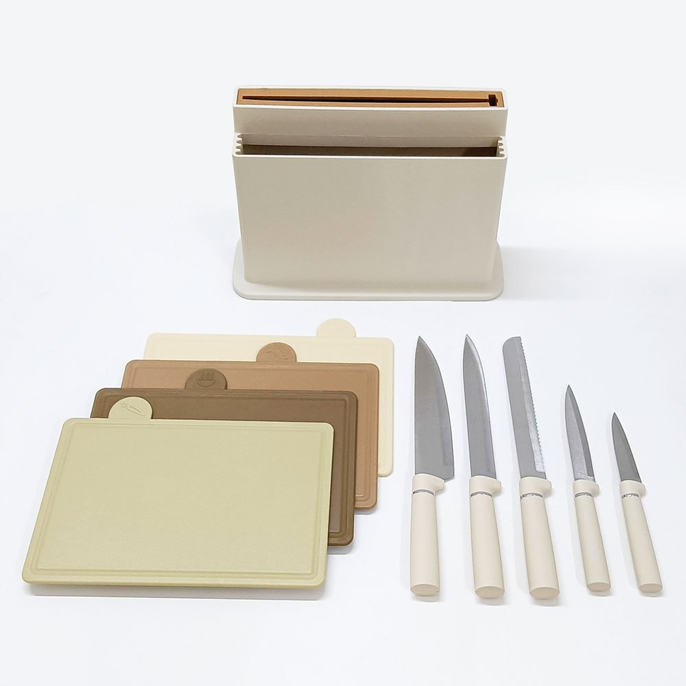 10-Piece Set Cutting Board With Knives And Stand Case