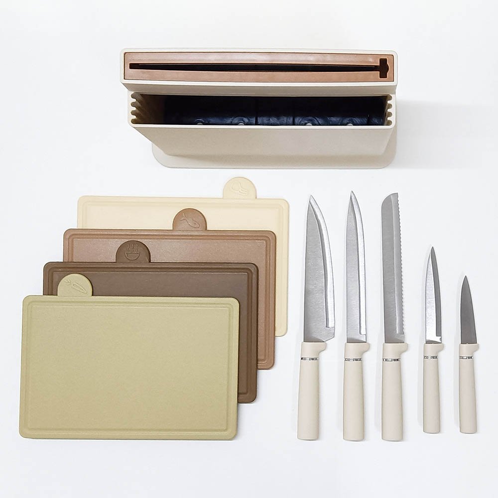 10-Piece Set Cutting Board With Knives And Stand Case