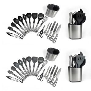 17-Piece Stainless Steel Utensils Knife Set with Storage Organizer