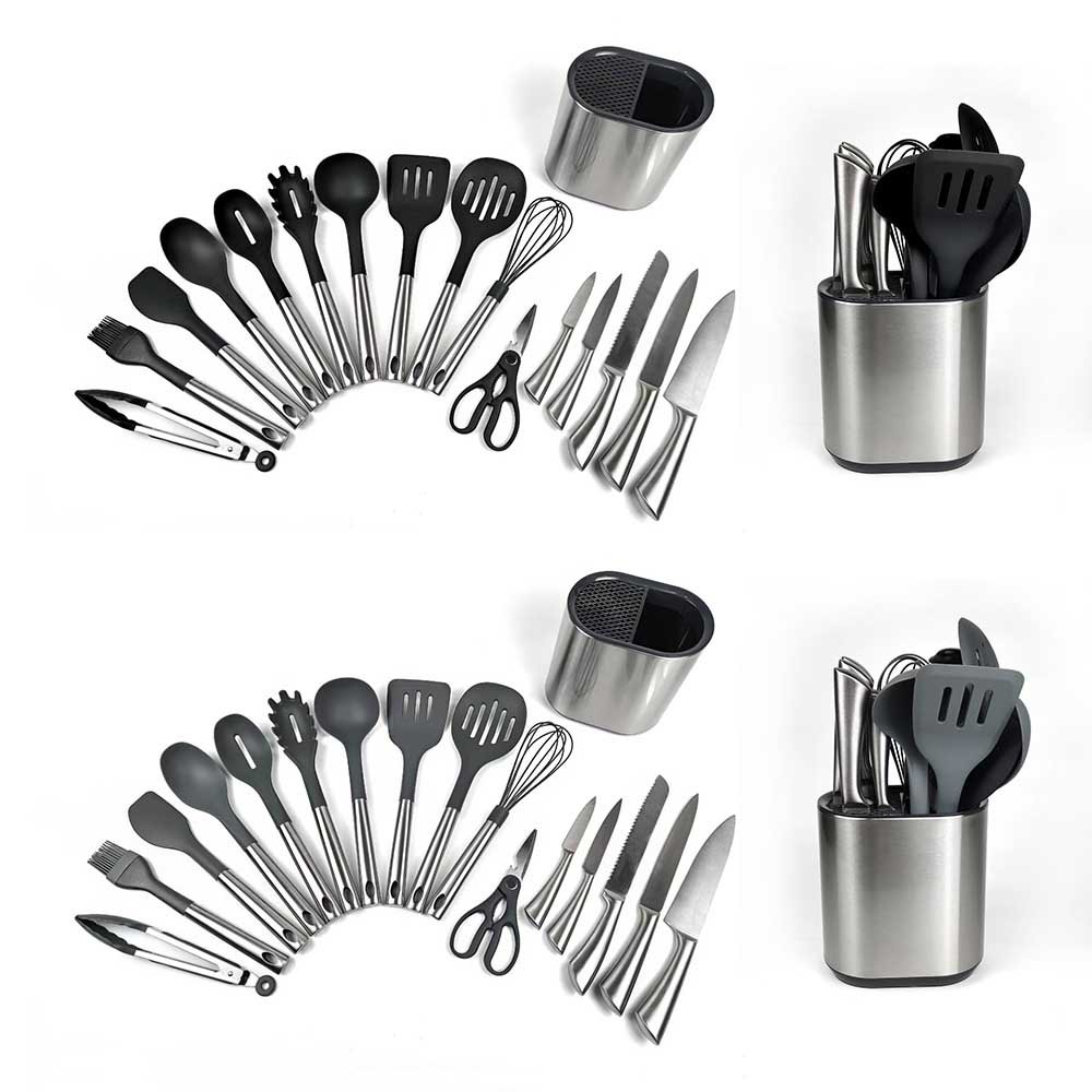 17-Piece Stainless Steel Utensils Knife Set with Storage Organizer