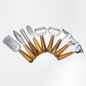 9pcs Stainless Steel Kitchen Gadgets Set With Wooden Handle