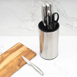 7-Piece Kitchen Knife Set with Stainless Steel Round Block