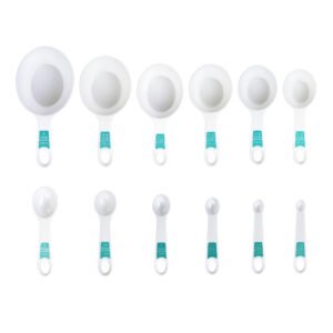 White 12-Piece Metric & US Measuring Cups and Spoons Set