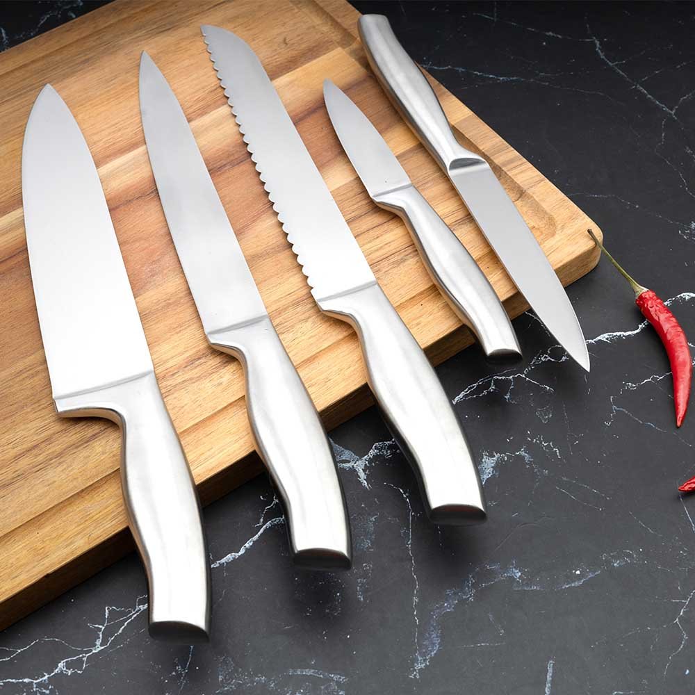 7-Piece Kitchen Knife Set with Stainless Steel Round Block