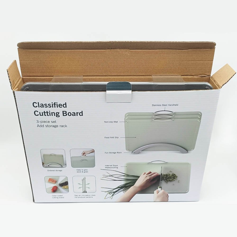 3-Piece Set Classified Cutting Board With Storage Rack