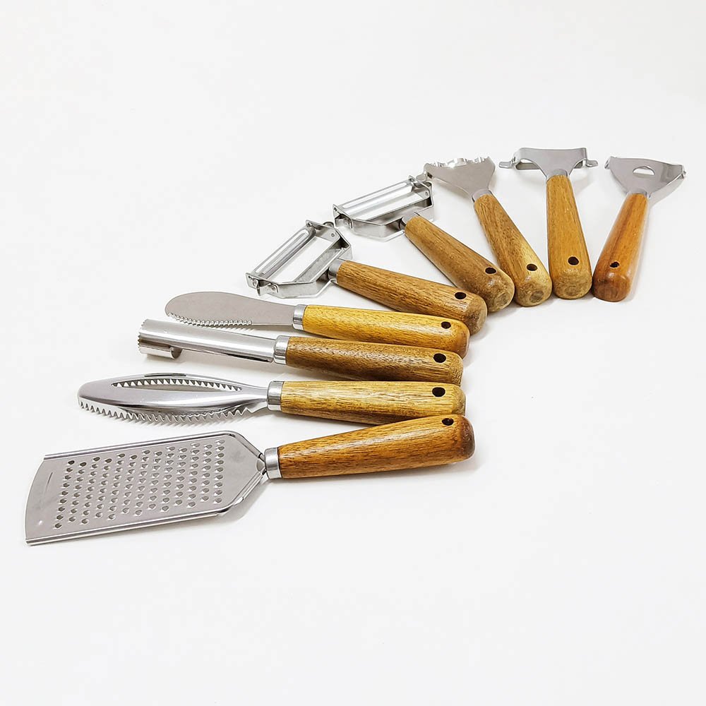 9pcs Stainless Steel Kitchen Gadgets Set With Wooden Handle