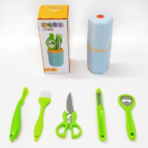 6pcs Gadgets Set Includes Opener Scissors Peeler Brush with Holder