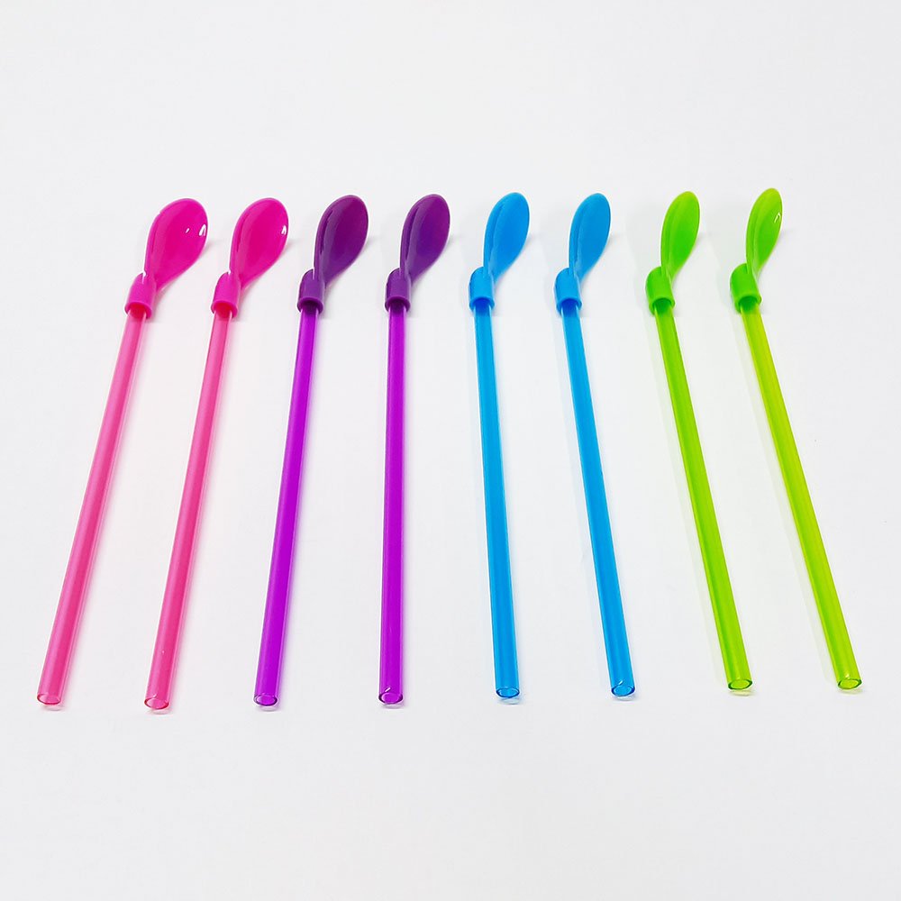 9 Inch Detachable Plastic Spoon Straws