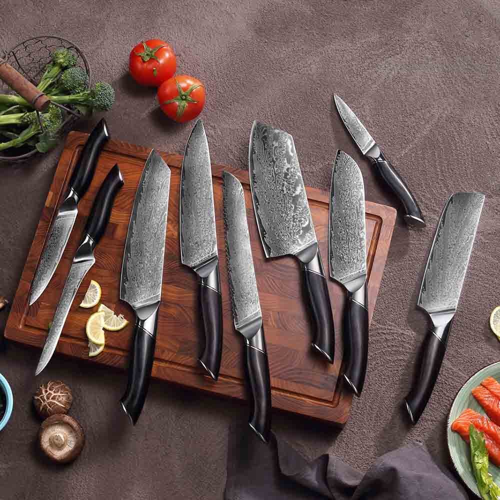 9-Piece Damascus Chef Knife Set