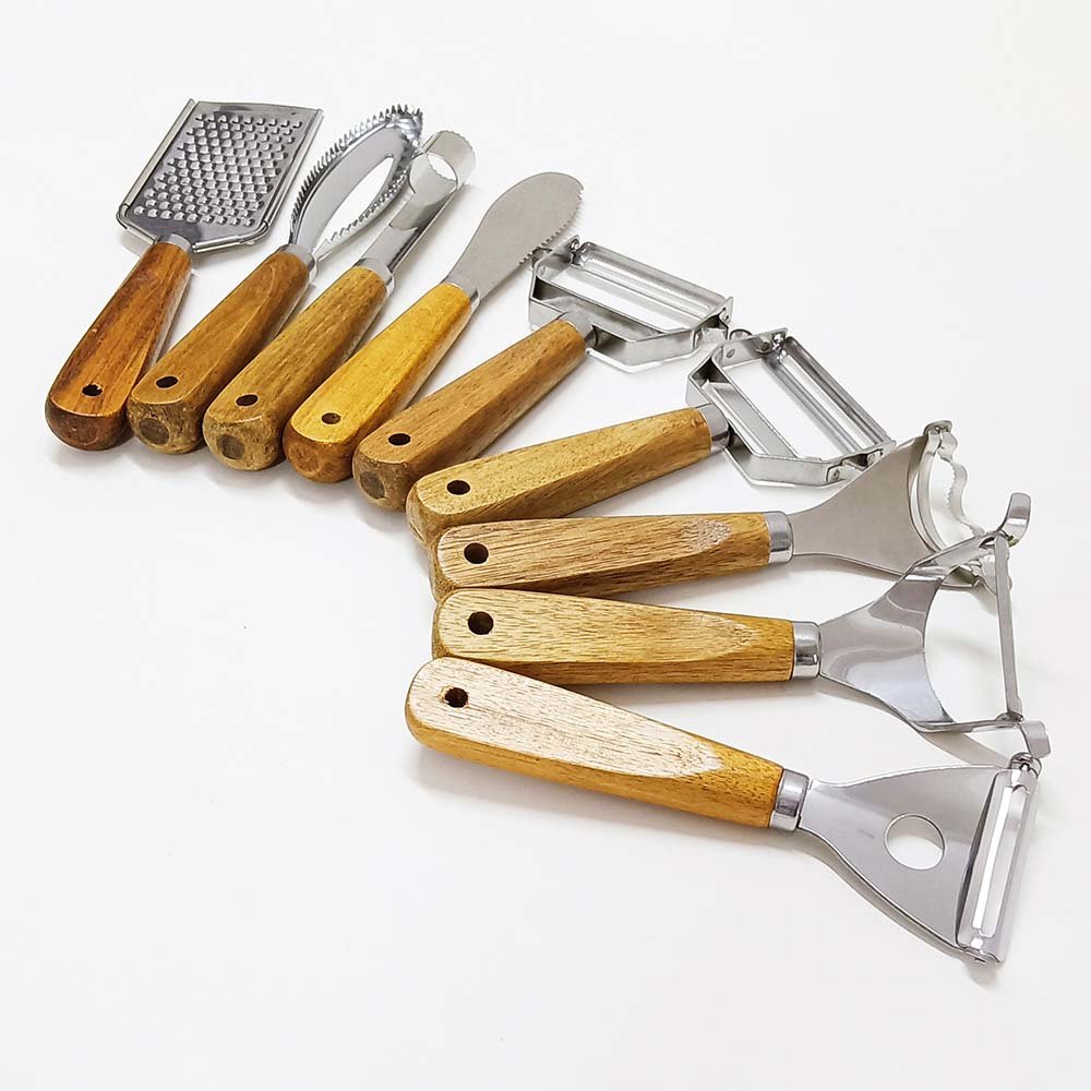9pcs Stainless Steel Kitchen Gadgets Set With Wooden Handle
