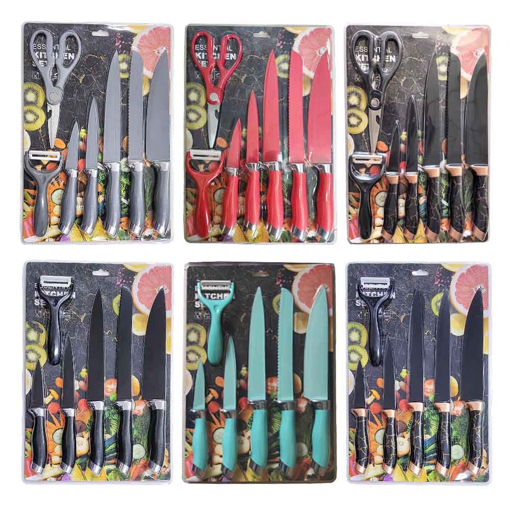 Double Blister Packing Knife Sets With Scissors Peeler