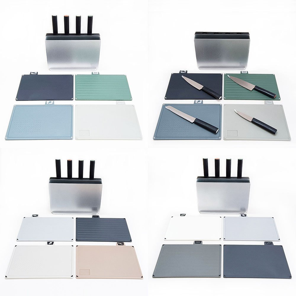 9-Piece Color Coded Cutting Board Set with Knives & Holder
