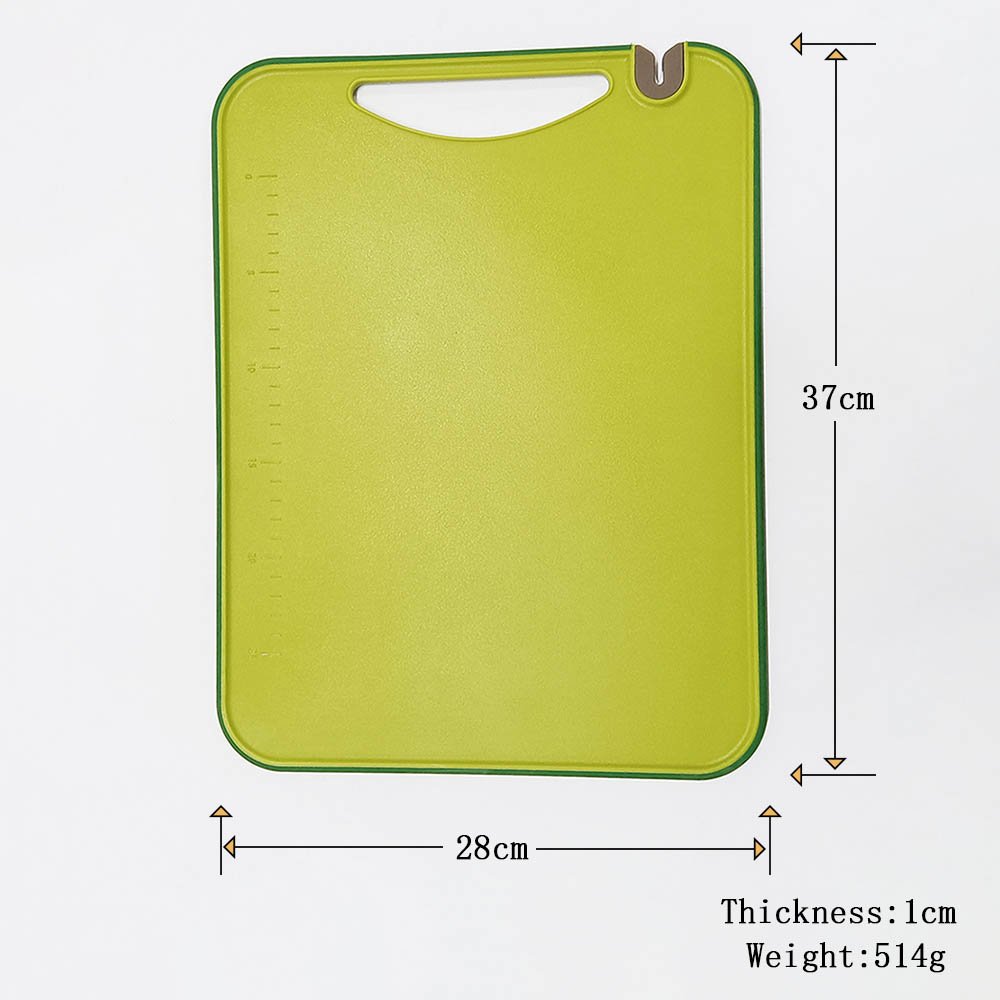 Plastic Cutting Board with Built-in Knife Sharpener & Measurement Scale