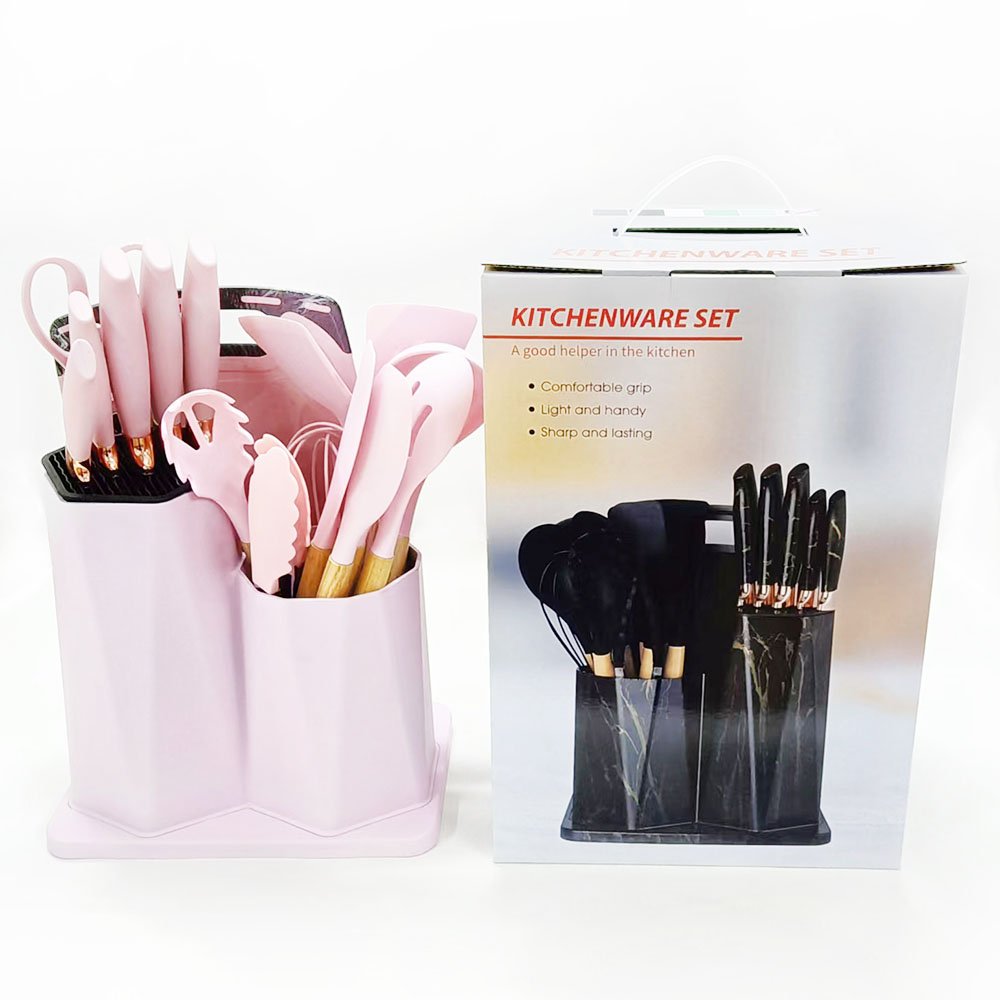 19-Piece Silicone Kitchen Utensil & Knife Set