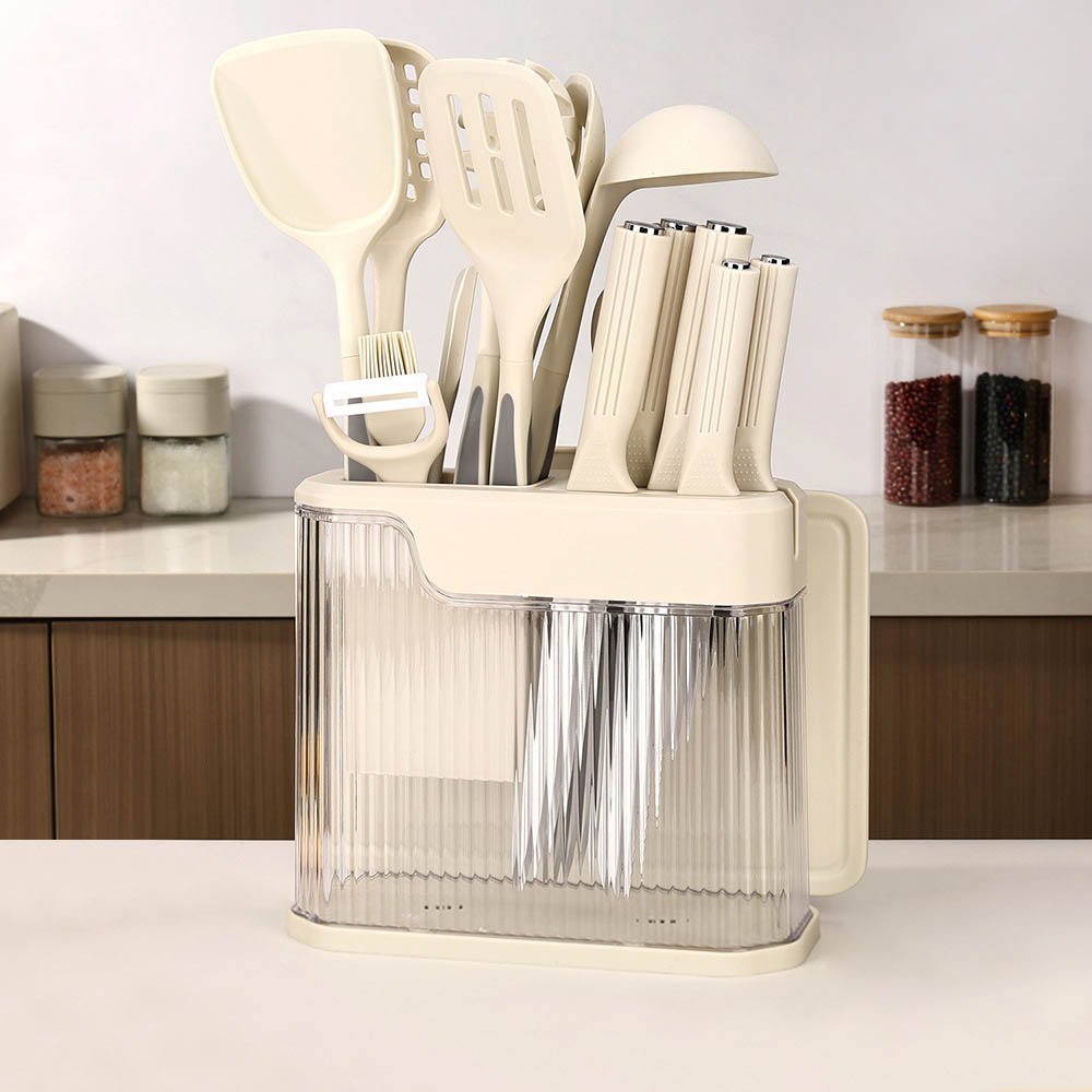 17-Piece Silicone Kitchen Utensil & Knife Set with Cutting Board