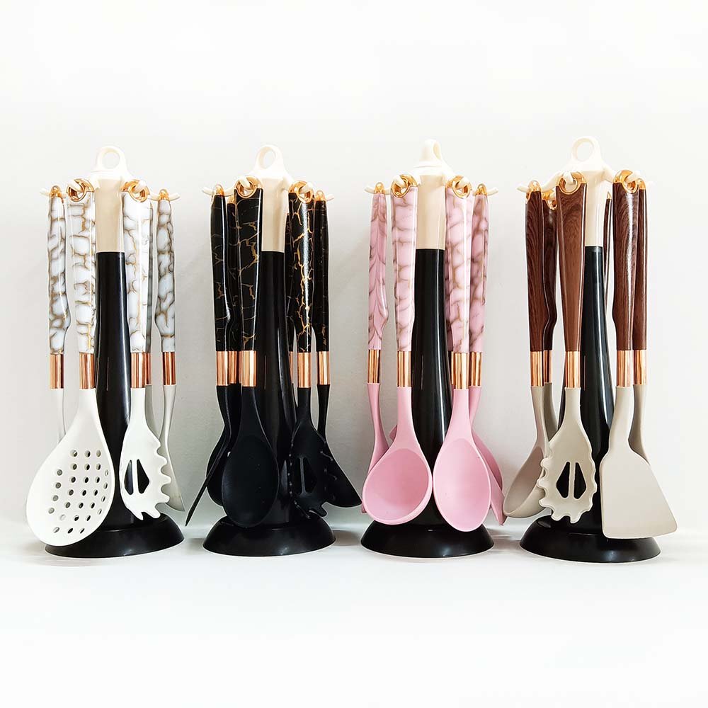 7-Piece Food Grade Silicone Cooking Utensil Set with Stand