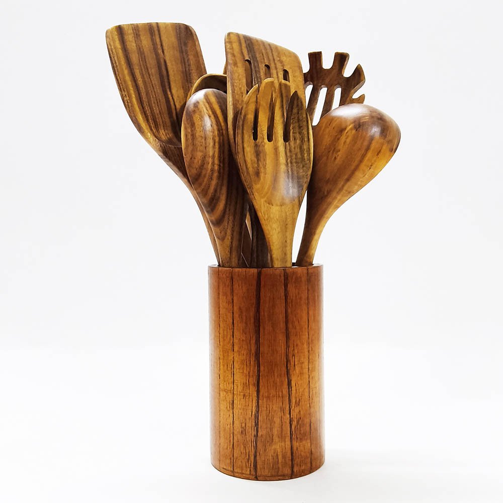10-Piece Natural Acacia Wood Kitchen Utensil Set