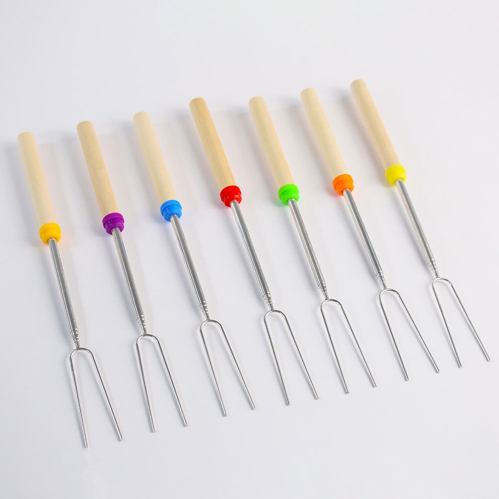 32 Inch Extendable Marshmallow Roasting Forks Campfire Skewers