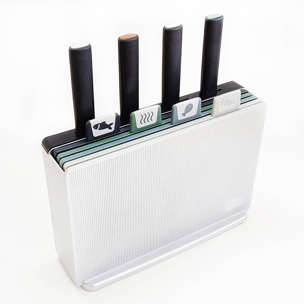 9-Piece Color Coded Cutting Board Set with Knives & Holder