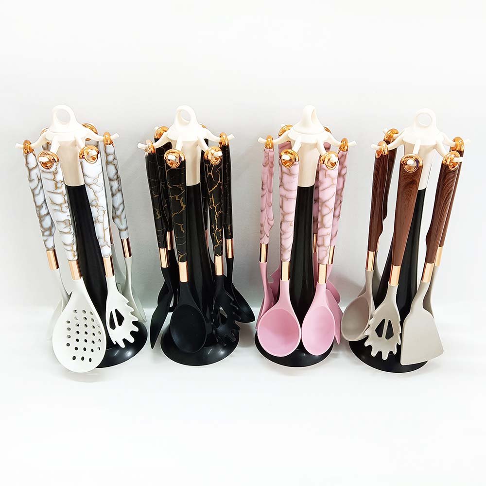 7-Piece Food Grade Silicone Cooking Utensil Set with Stand