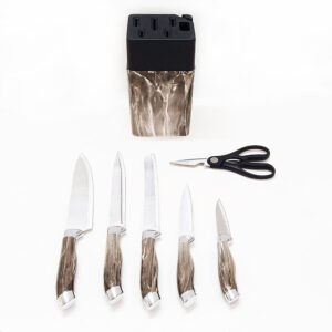 7-Piece Knife Set with Marble Pattern Knife Block