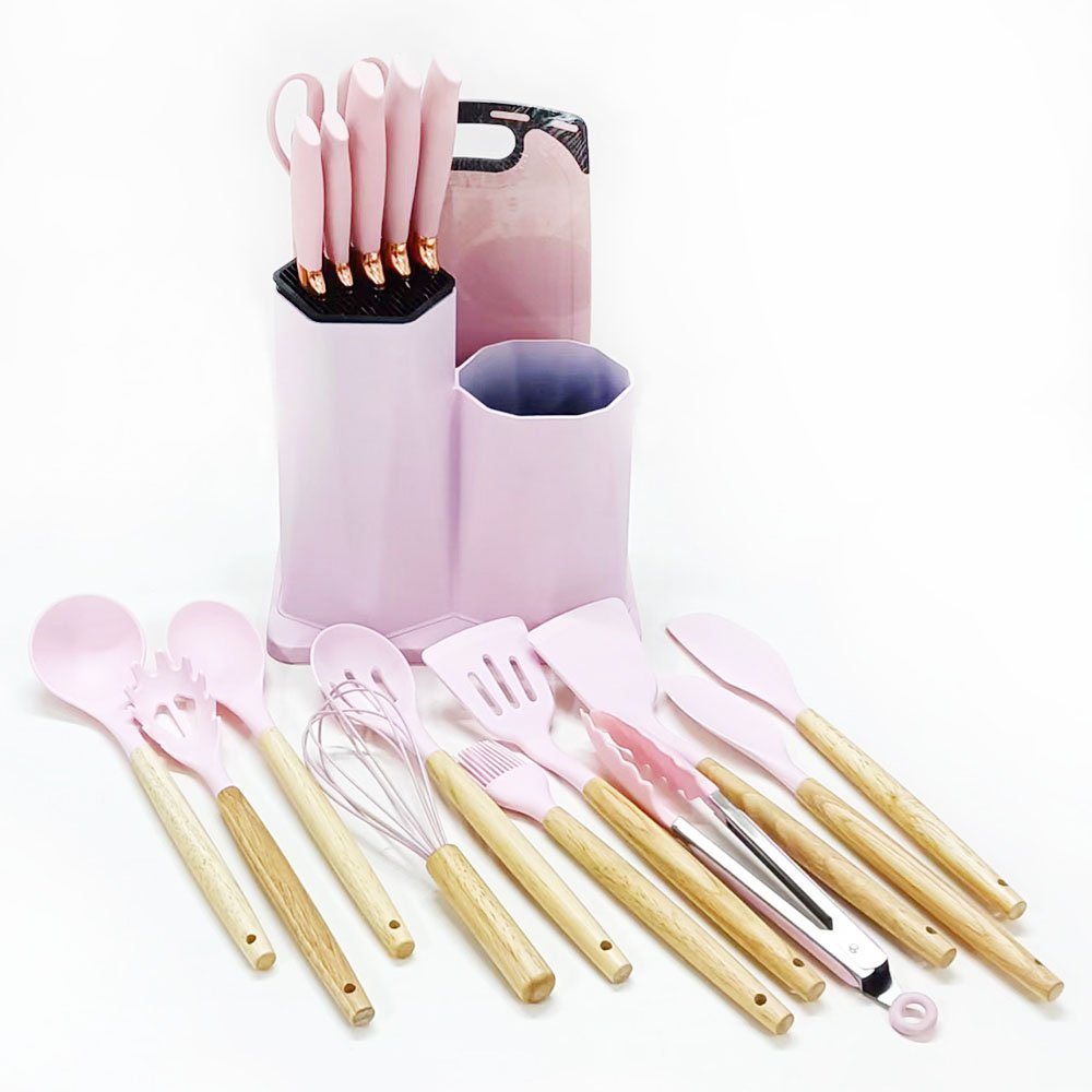19-Piece Silicone Kitchen Utensil & Knife Set