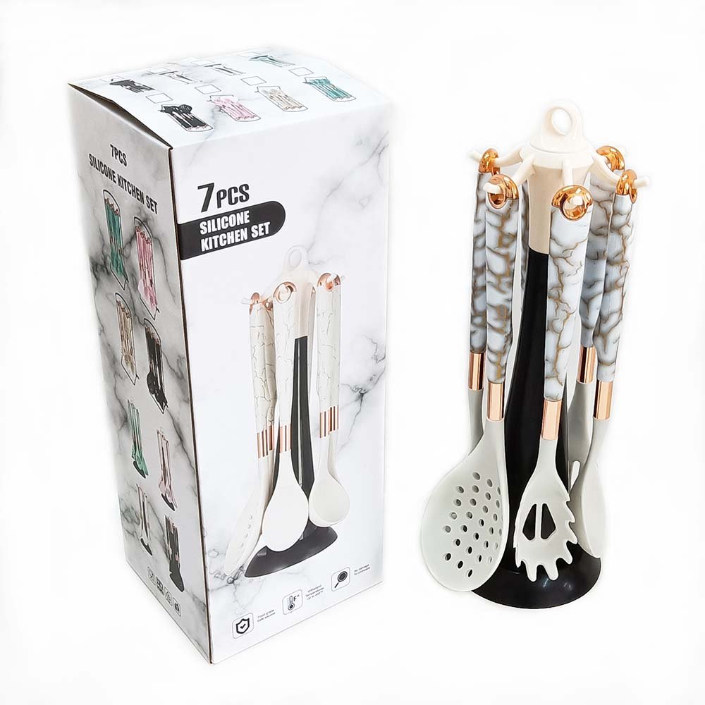 7-Piece Food Grade Silicone Cooking Utensil Set with Stand