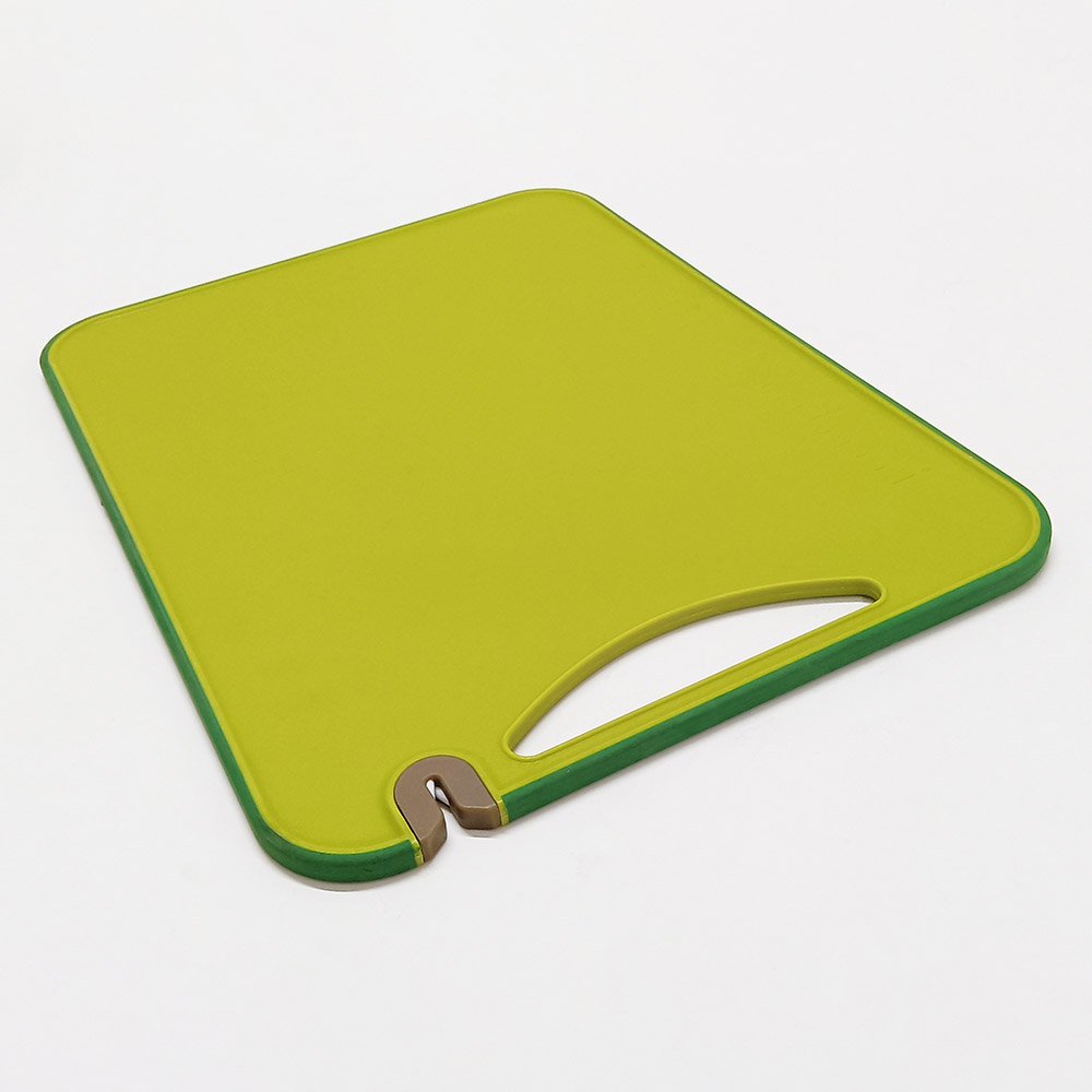 Plastic Cutting Board with Built-in Knife Sharpener & Measurement Scale