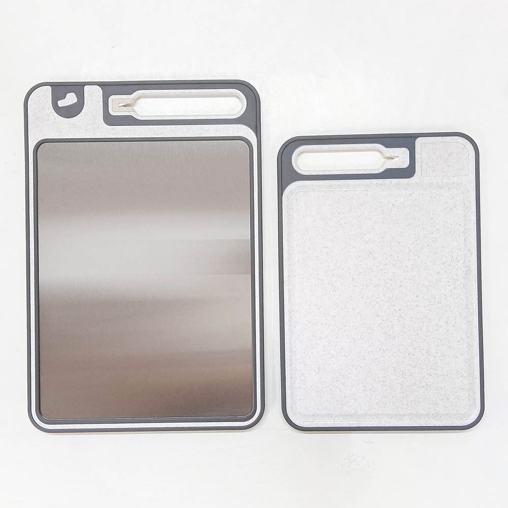Double-Sided 304 Stainless Steel & Wheat Straw Cutting Board