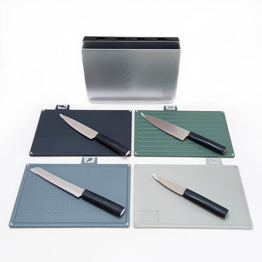 9-Piece Color Coded Cutting Board Set with Knives & Holder