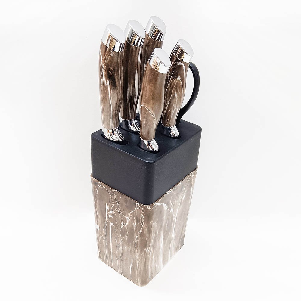 7-Piece Knife Set with Marble Pattern Knife Block