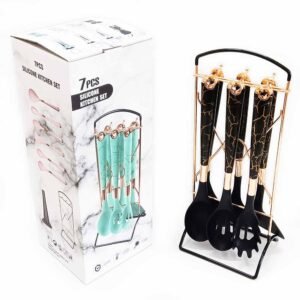 7-Piece Silicone Kitchen Utensil Set with Hanging Rack