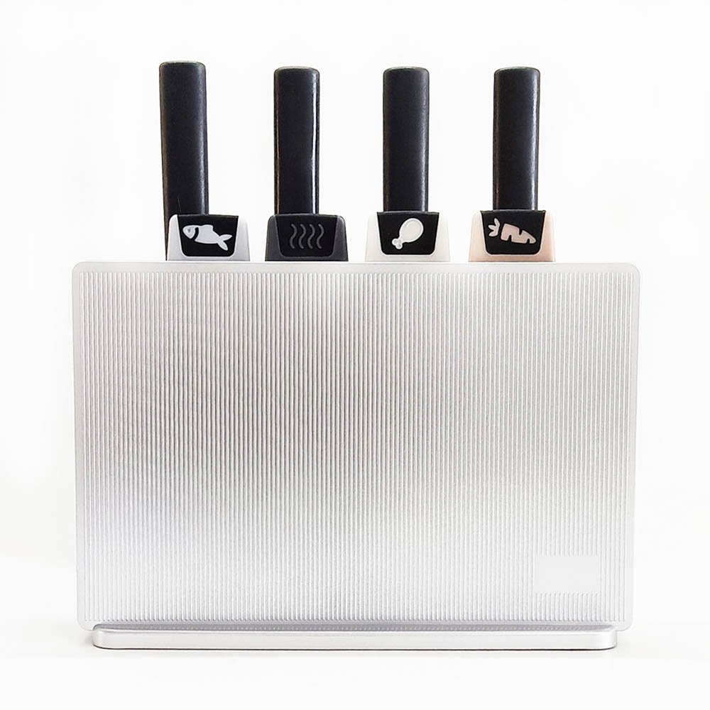 9-Piece Color Coded Cutting Board Set with Knives & Holder