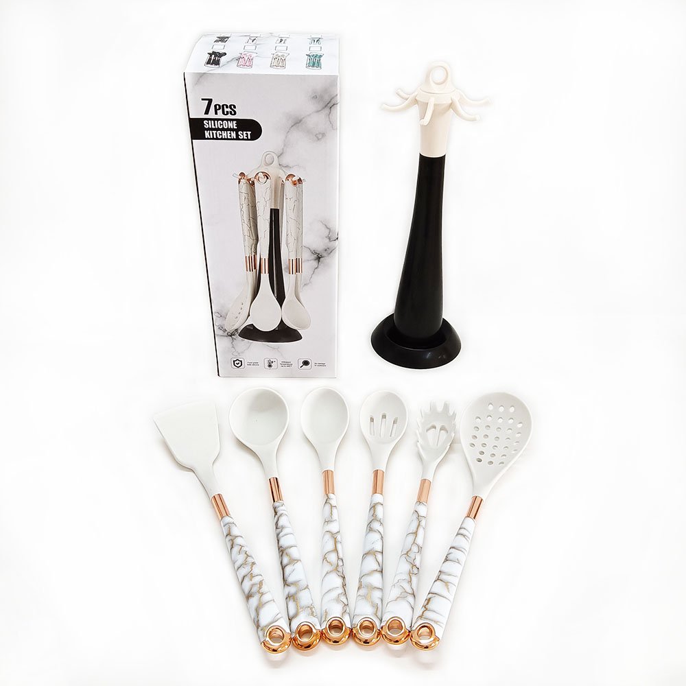 7-Piece Food Grade Silicone Cooking Utensil Set with Stand
