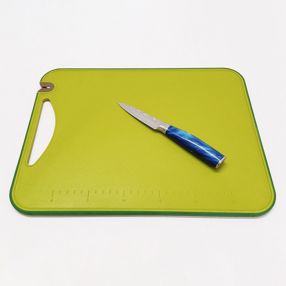Plastic Cutting Board with Built-in Knife Sharpener & Measurement Scale