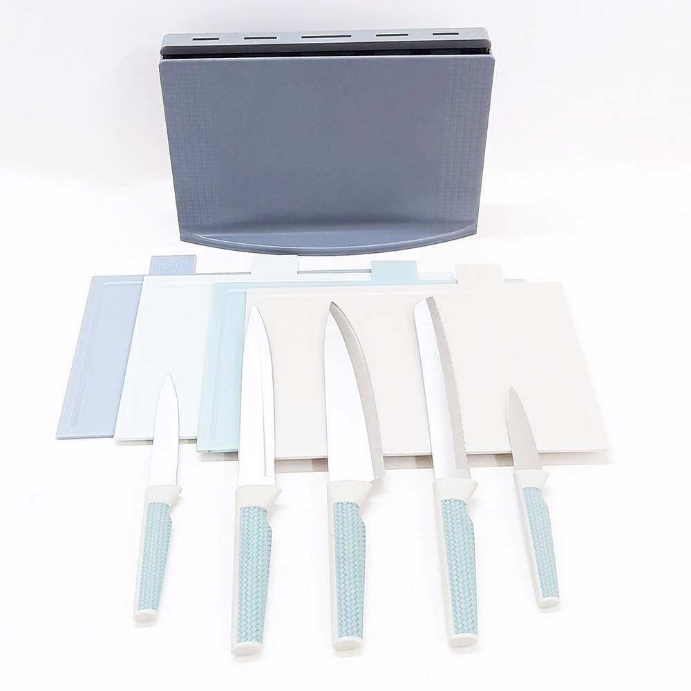 10-Piece Knife & Cutting Board Set with Tall Block Holder