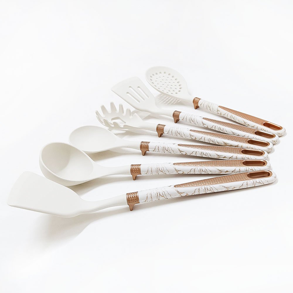 7-Piece Silicone Kitchen Utensil Set with Hanging Holder Rack