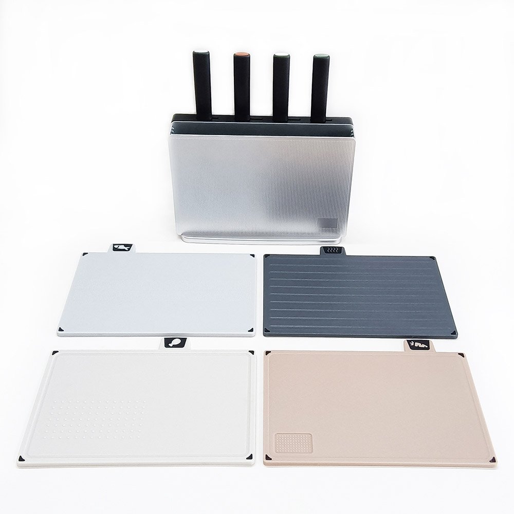 9-Piece Color Coded Cutting Board Set with Knives & Holder