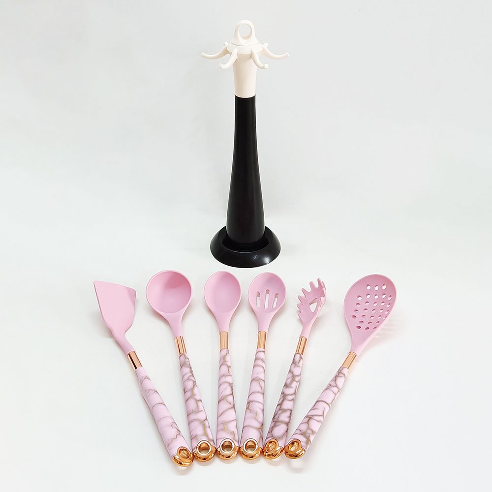 7-Piece Food Grade Silicone Cooking Utensil Set with Stand