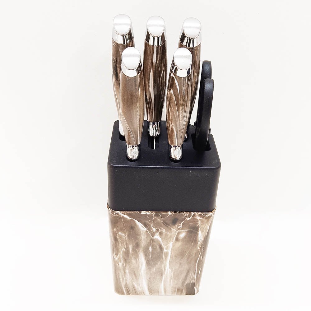 7-Piece Knife Set with Marble Pattern Knife Block