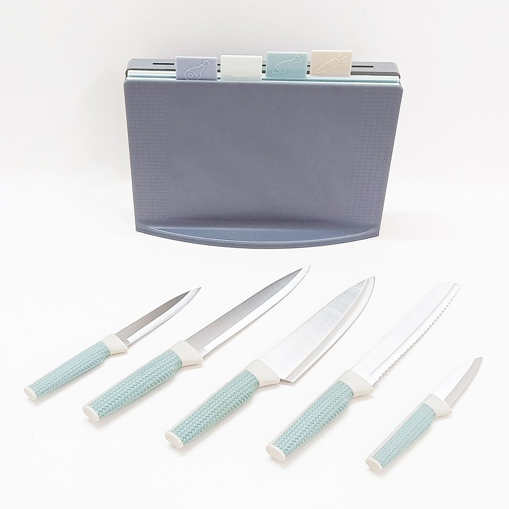 10-Piece Knife & Cutting Board Set with Tall Block Holder