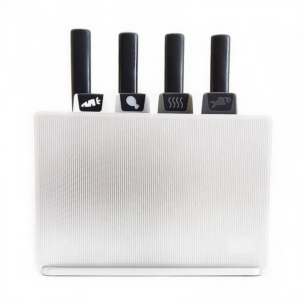 9-Piece Color Coded Cutting Board Set with Knives & Holder